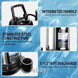 3/4HP 4600GPH Sump Pump, Submersible Cast Iron and Stainless Steel Sump Pump