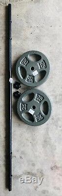3-Piece Straight 5' Barbell with (2) 25 lb Weight Plates 1 Bench Combo Set