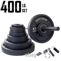 400 lb Cast Iron Olympic Weight Set with 7ft Olympic Bar, Collars OSB400S