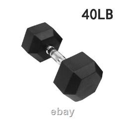40LB Barbell Set Of 1 Hex Rubber Dumbbell&Metal Handles Pair Of 1 Heavy Dumbbel