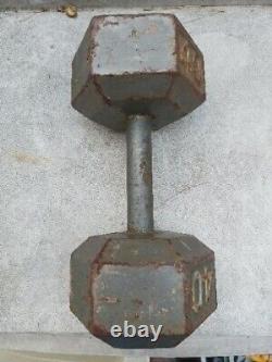40 lb Pair Hex Cast Iron Dumbbells USA SHIPS ASAP! 80lbs Total Used Hand Weight