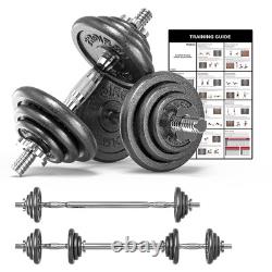 44Lbs Cast Iron Adjustable Dumbbell Set Hand Weight with Solid Dumbbell Handl