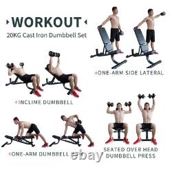 44Lbs Cast Iron Adjustable Dumbbell Set Hand Weight with Solid Dumbbell Handl