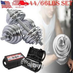 44/66LBS Weight Steel Dumbbell Set Dumbbell Set Adjustable Gym Barbell Plates