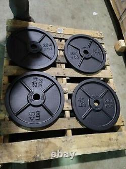 450lbs of American Made Olympic Cast Iron 45lbs weight plates, qty of 10 plates