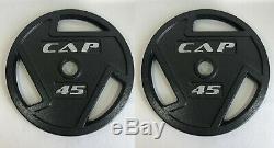 45 Lb Olympic Cast Iron Plate 2 Set of 2 90lb Total Set Barbell Weight CAP