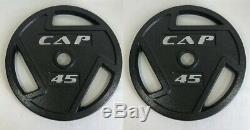 45 Lb Olympic Cast Iron Plate 2 Set of 2 90lb Total Set Barbell Weight CAP