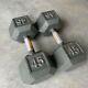 45 Lb Cap Cast-iron Hex-style Dumbbell Pair! Set Of Two Dumbells Dumb Bell