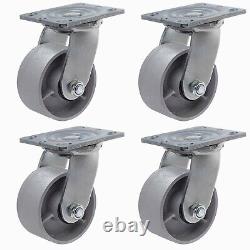 4X2Heavy Duty Caster Steel Cast Iron Wheel Casters, Capacity 800-3000 LB
