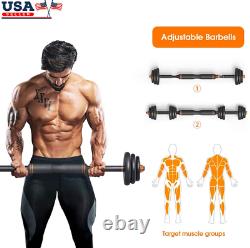4in1 Dumbell Barbell Kettlebell Push-up Set 77LB Weight Adjustable Workout Body