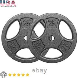 50LB Cast Iron Standard Weight Plate Set 2x25LB Strength Training Workouts New