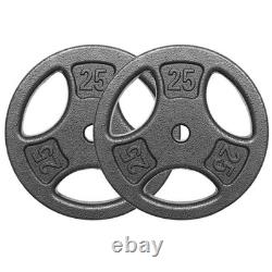 50LB Cast Iron Standard Weight Plate Set 2x25LB Strength Training Workouts New