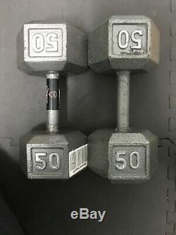 50 lbs Cast Iron Hex Dumbbells Pair. SAME SHIPPING DAY