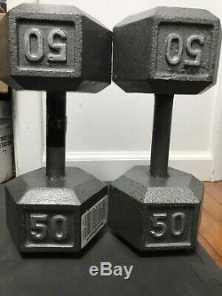 50 lbs Cast Iron Hex Dumbbells Pair. SAME SHIPPING DAY