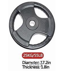 55 lb Cast Iron Olympic Weight Plates Weightlifting Fitness Gym 2 Barbell Plate