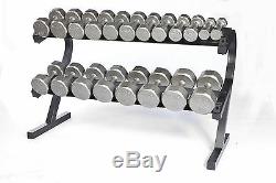 5 50 lbs Dumbbell Set w Shelf Rack VTX 12 sided Cast Iron New Gray Dumbells