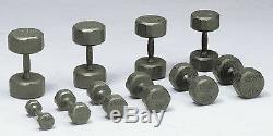 5 50 lbs Dumbbell Set w Shelf Rack VTX 12 sided Cast Iron New Gray Dumbells