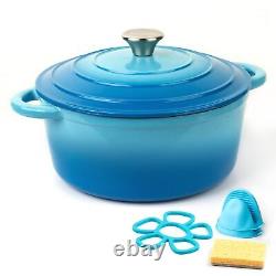 5.5 Quart Enameled Cast Iron Dutch Oven Pot Heavy Duty with Lid and Dual Hand