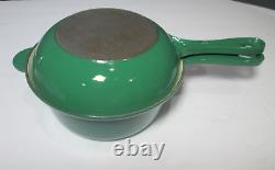 5 PC LE CREUSET ENAMELED CAST IRON GREEN #14 SAUCEPAN LID #18 2 in 1 #23 SKILLET