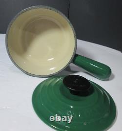5 PC LE CREUSET ENAMELED CAST IRON GREEN #14 SAUCEPAN LID #18 2 in 1 #23 SKILLET