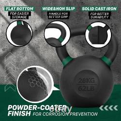 62 LB Non-Slip Cast Iron Kettlebell with Comfortable Grip for Versatile Training