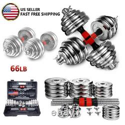 66LB Dumbells Pair Gym Weights Dumbbell Body Building Free Weight Set Adjustable