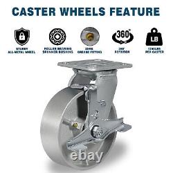 6X 2 Heavy Duty Casters Semi Steel Cast Iron Wheels Capacity up to 1250-5000LB
