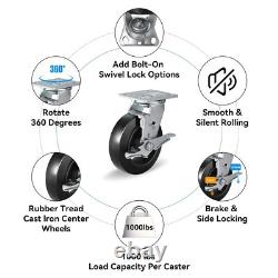 6 Inch Rubber on Cast Iron Wheel Heavy Duty, Capacity 1000-4000LB