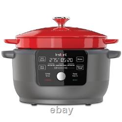 6 Qt. Red Enameled Cast Iron Precision Electric Dutch Oven Multi-Cooker with Lid