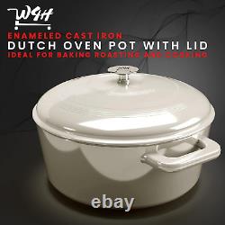 6-Quart Enameled Cast Iron Dutch Oven Pot with Lid round Enamel Coating, Safe