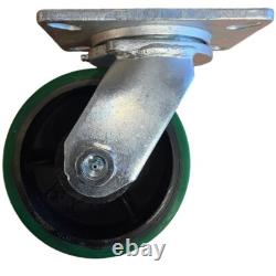 6 x 3 Polyurethane on Cast Iron Swivel Caster 2000 lbs. Load Capacity