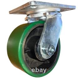 6 x 3 Polyurethane on Cast Iron Swivel Caster 2000 lbs. Load Capacity