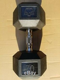 70 lb Cast Iron Rubber Hex Dumbbell Hand Weight Hampton Perfect Condition