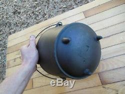 #7 #6 Cast Iron Bean Pot Kettle 8 7/8 Diameter 8 lbs 9 ozs Cauldron Nice