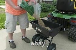 85 Lb Behind Broadcast Spreader Tow Hopper Fertilizer Seed Atv Lawn Tractor Pull