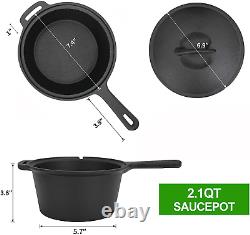 8 Piece Pre-Seasoned Dutch Oven Cooking Set Cast Iron Camping Cooking Set Kitche