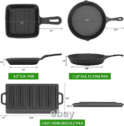 8 Piece Pre-Seasoned Dutch Oven Cooking Set Cast Iron Camping Cooking Set Kitche