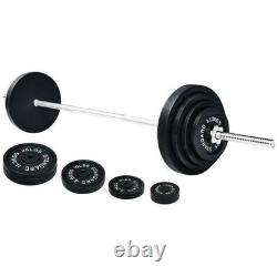 95LB Standard Weight Set, Cast Iron Plates & 5FT Barbell with Star Locks, Black
