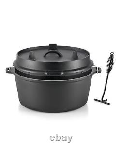 9 Quart Pre-Seasoned Cast Iron Dutch Oven with Lid and Lid Lifter Tool Outdoo