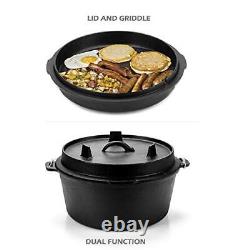 9 Quart Pre-Seasoned Cast Iron Dutch Oven with Lid and Lid Lifter Tool Outdoo