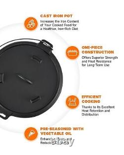 9 Quart Pre-Seasoned Cast Iron Dutch Oven with Lid and Lid Lifter Tool Outdoo
