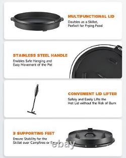 9 Quart Pre-Seasoned Cast Iron Dutch Oven with Lid and Lid Lifter Tool Outdoo