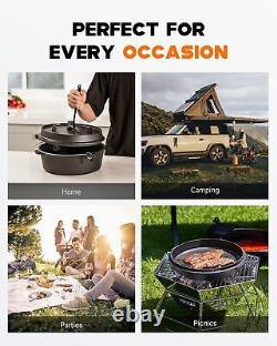 9 Quart Pre-Seasoned Cast Iron Dutch Oven with Lid and Lid Lifter Tool Outdoo