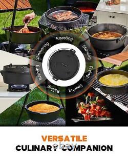 9 Quart Pre-Seasoned Cast Iron Dutch Oven with Lid and Lid Lifter Tool Outdoo