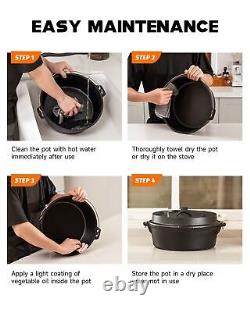 9 Quart Pre-Seasoned Cast Iron Dutch Oven with Lid and Lid Lifter Tool Outdoo