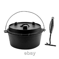 9 Quart Preseasoned Cast Iron Dutch Oven With Lid And Lid Lifter Tool Outdoor De