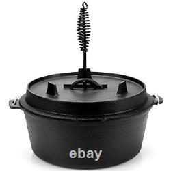 9 Quart Preseasoned Cast Iron Dutch Oven With Lid And Lid Lifter Tool Outdoor De