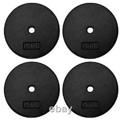 A2ZCARE Standard Cast Iron Weight Plates 1-Inch Center-Hole (15 lbs Four)