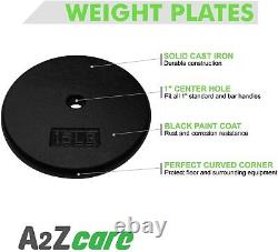 A2ZCARE Standard Cast Iron Weight Plates 1-Inch Center-Hole (15 lbs Four)