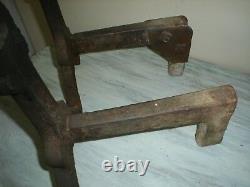 ANTIQUE CAST IRON RING TOP No. 2 ANDIRONS UNIQUE DESIGN 13 Lbs. EACH VGC